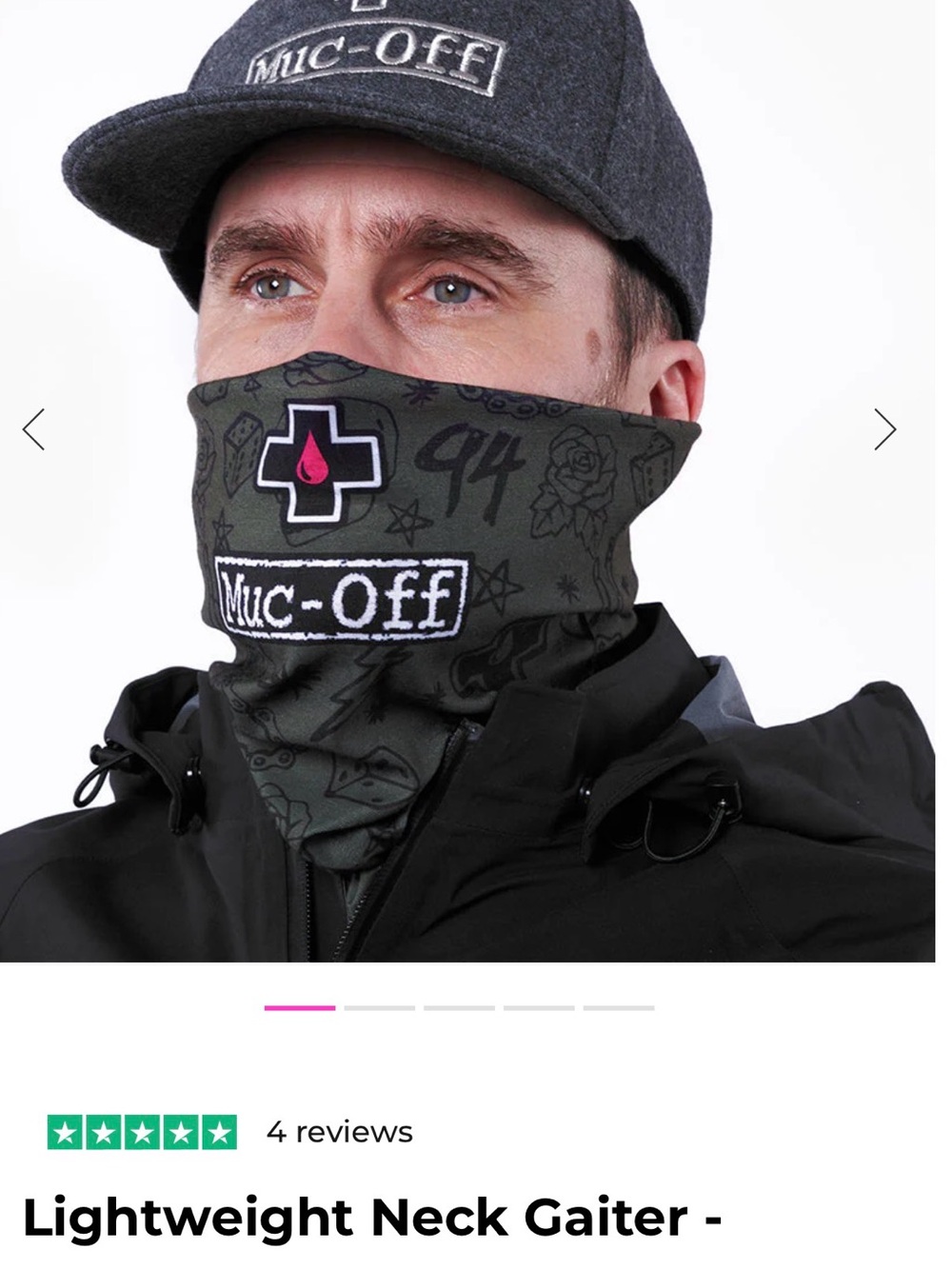 NWT Muc-Off Olive Green Graphic Neck Gaiter and Sticker
